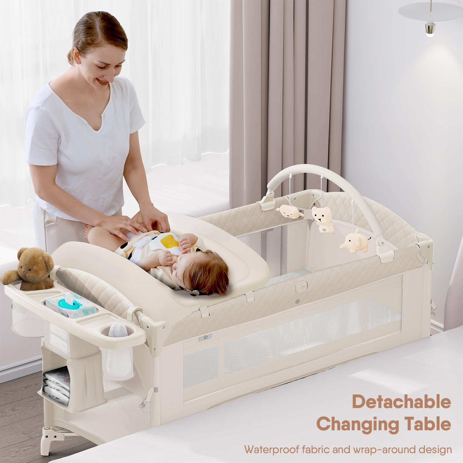 4-in-1 Convertible Baby Bassinet with Changing Table and Play Yard