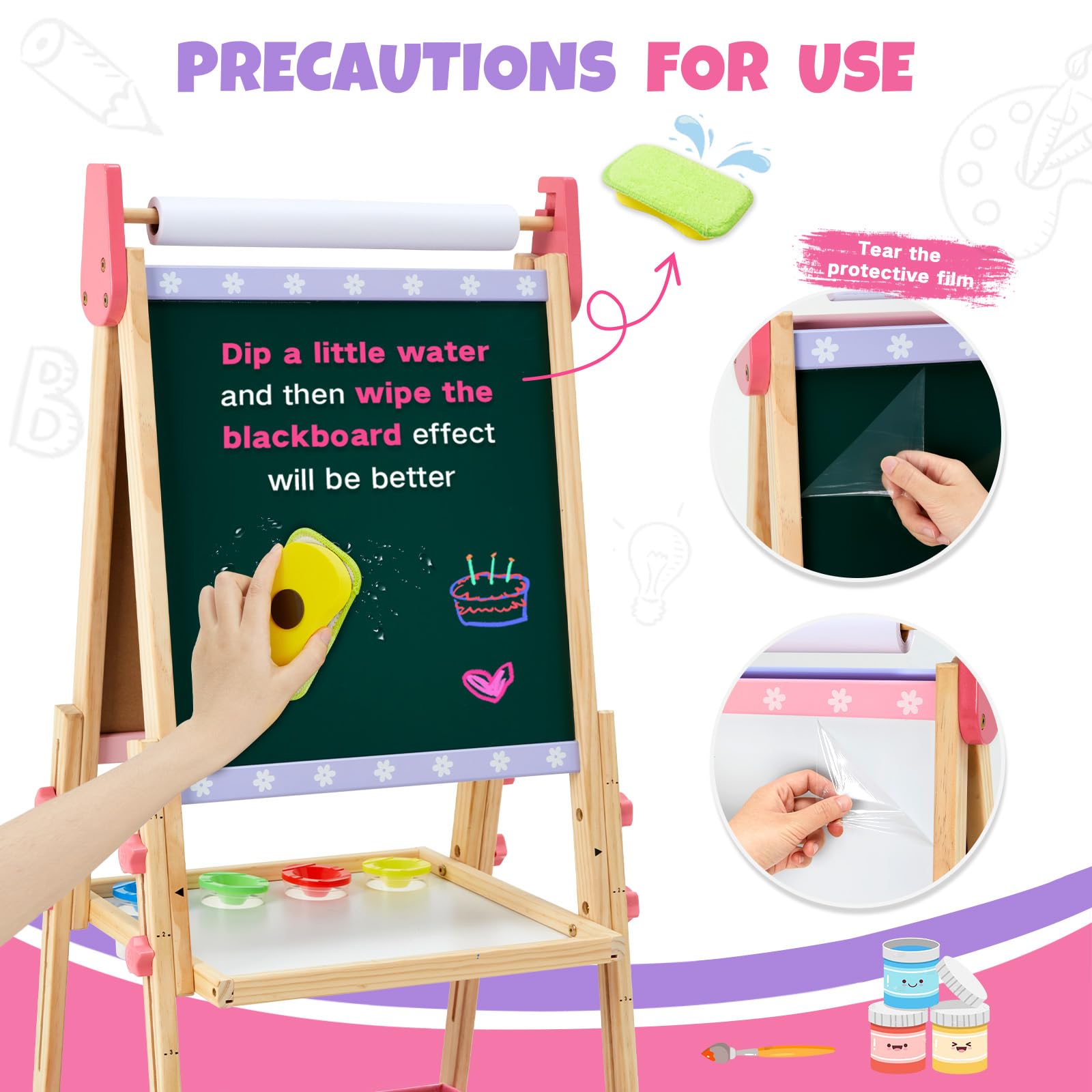 Dual-Sided Kids Art Easel with Accessories