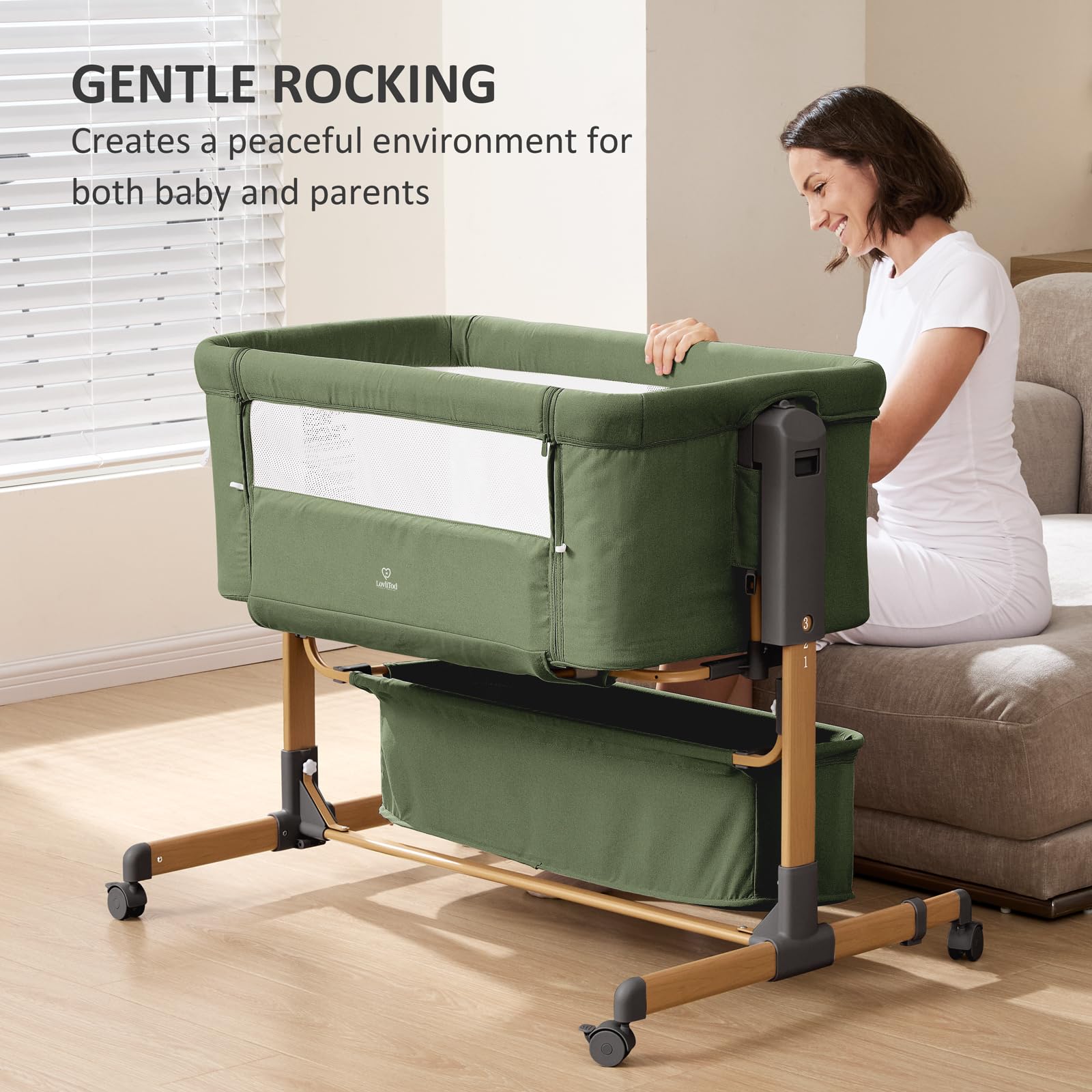 3-in-1 Adjustable Baby Bassinet with Rocking Feature