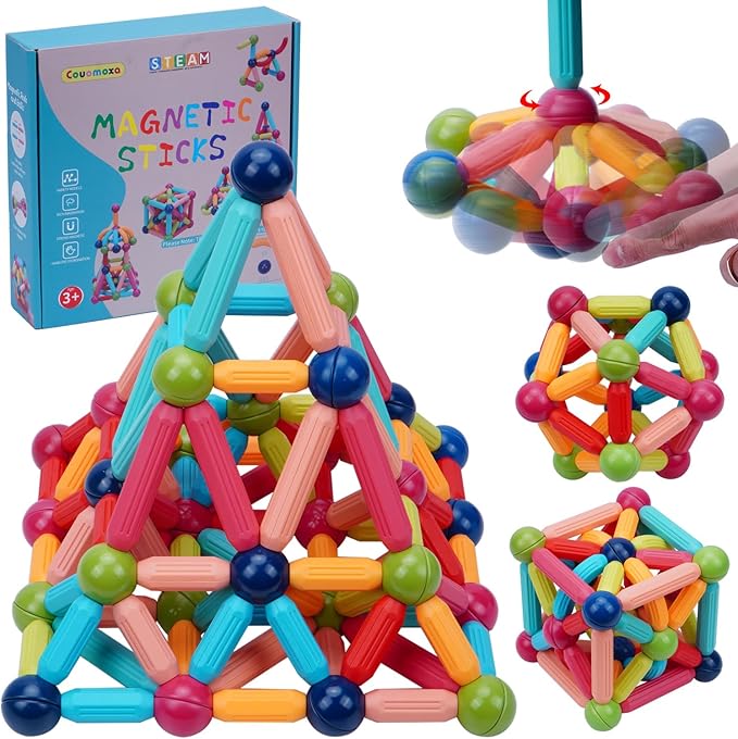 Magnetic Sticks STEM for Kids: 3 4 5 6 7 8+ Year Old 110pcs Educational Magnetic