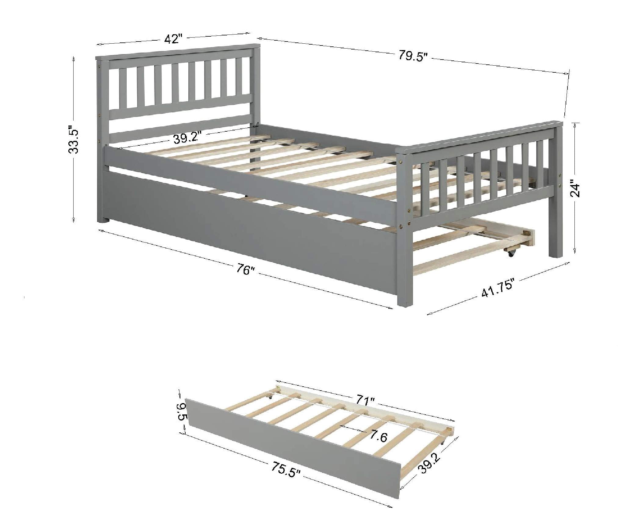 Twin Daybed with Trundle for Kids Bedroom