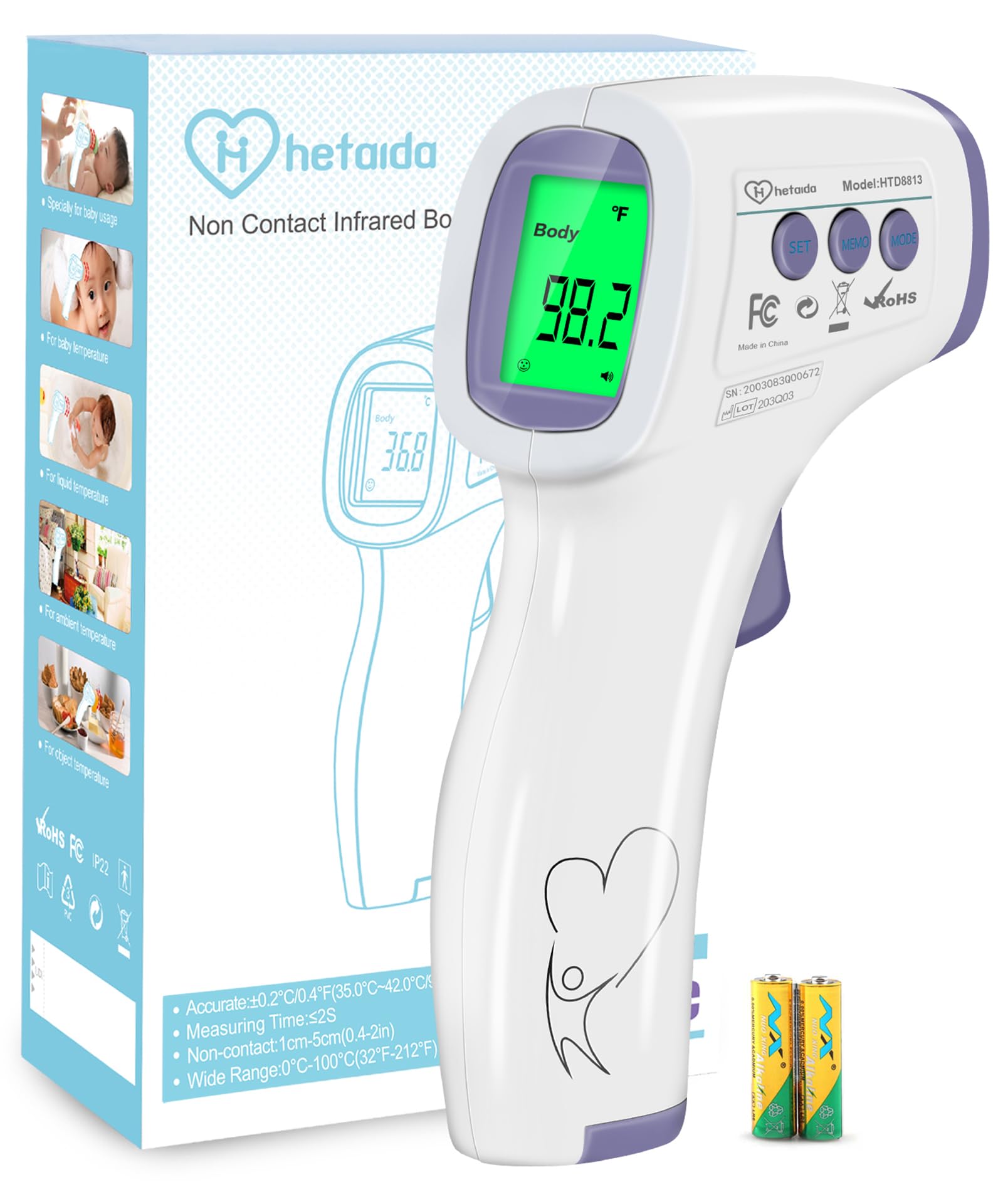 Thermometer for Adults and Kids, No Touch Forehead Thermometer for Baby