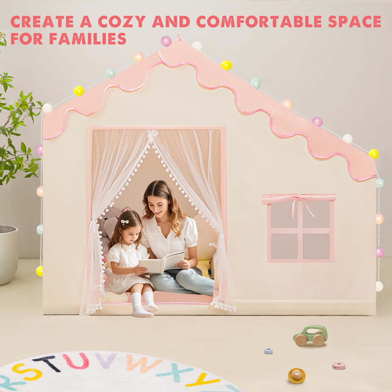 Kids Play Tent with Mat and Ball Lights