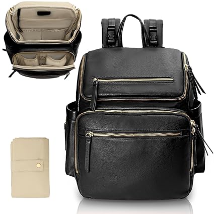 Bag Backpack Large Baby Diaper Bag Leather with 17 Diaper
