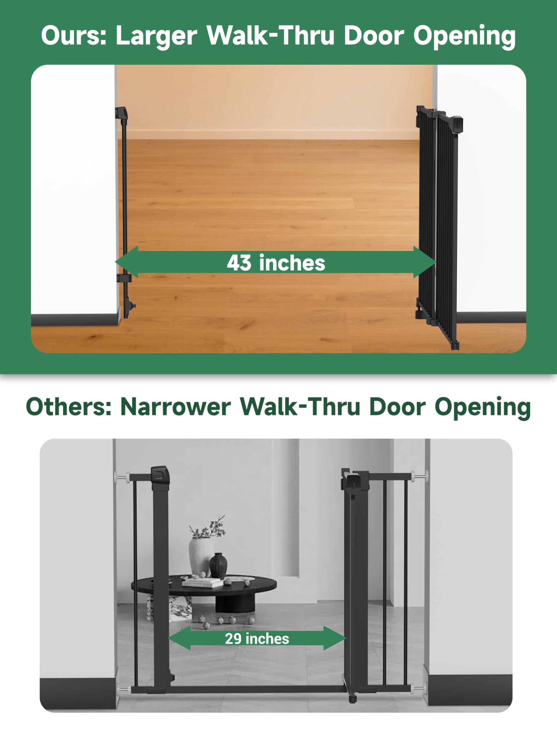 Extra-Wide Freestanding Pet Gate with Auto-Close Door - 5 Panels