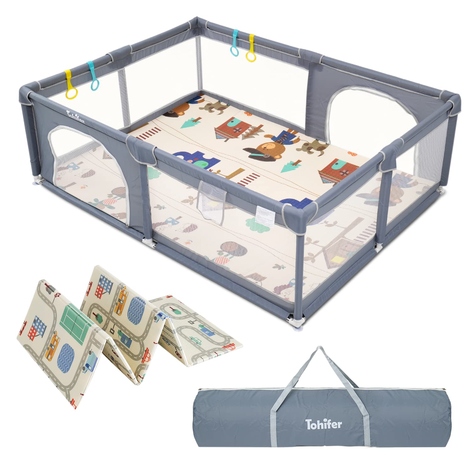 Baby Playpen with Mat, Large Baby Play Yard for Toddler, BPA-Free, Non-Toxic