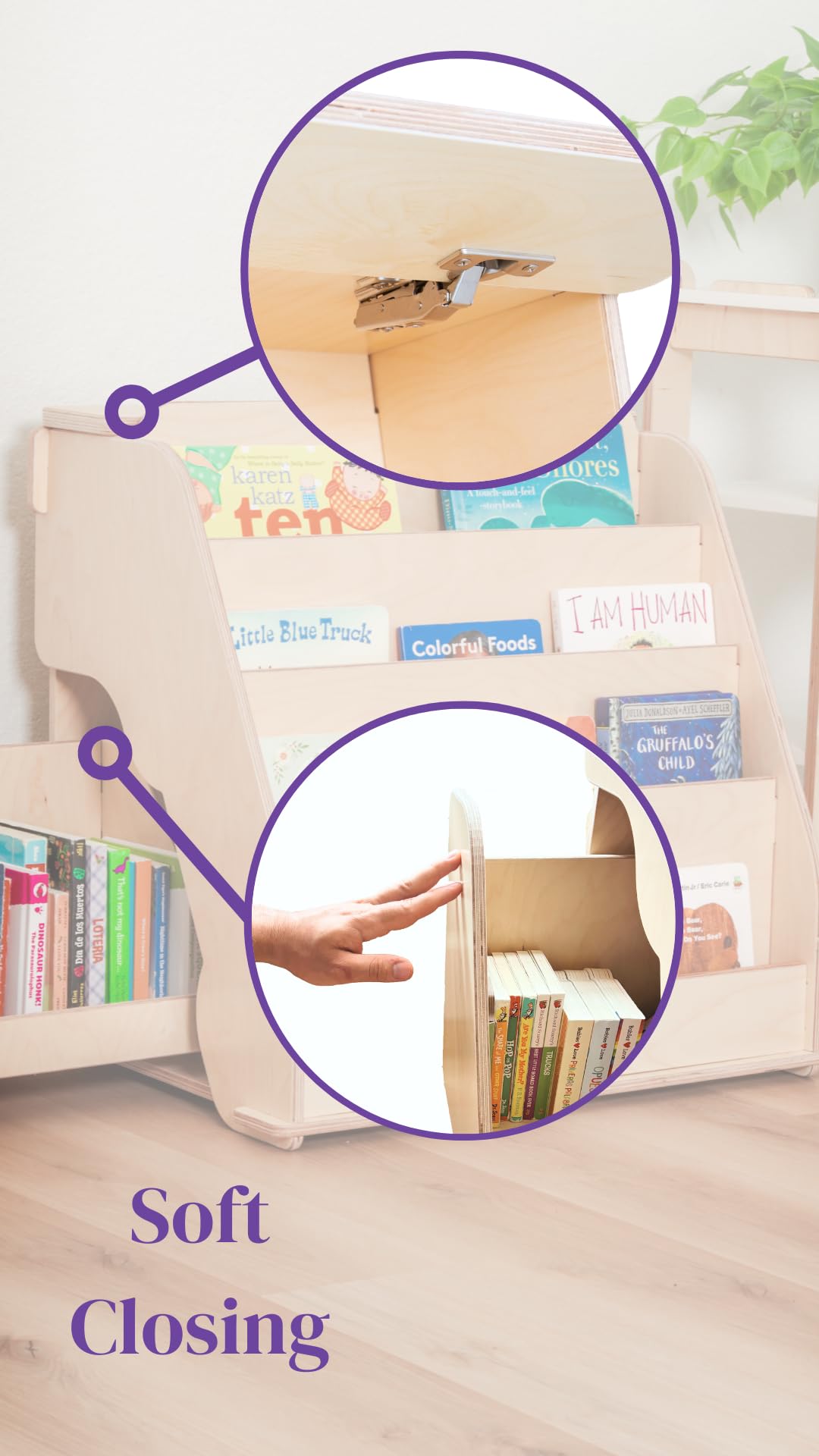 Montessori Bookshelf for Toddlers with Hidden Drawer and Toy Storage
