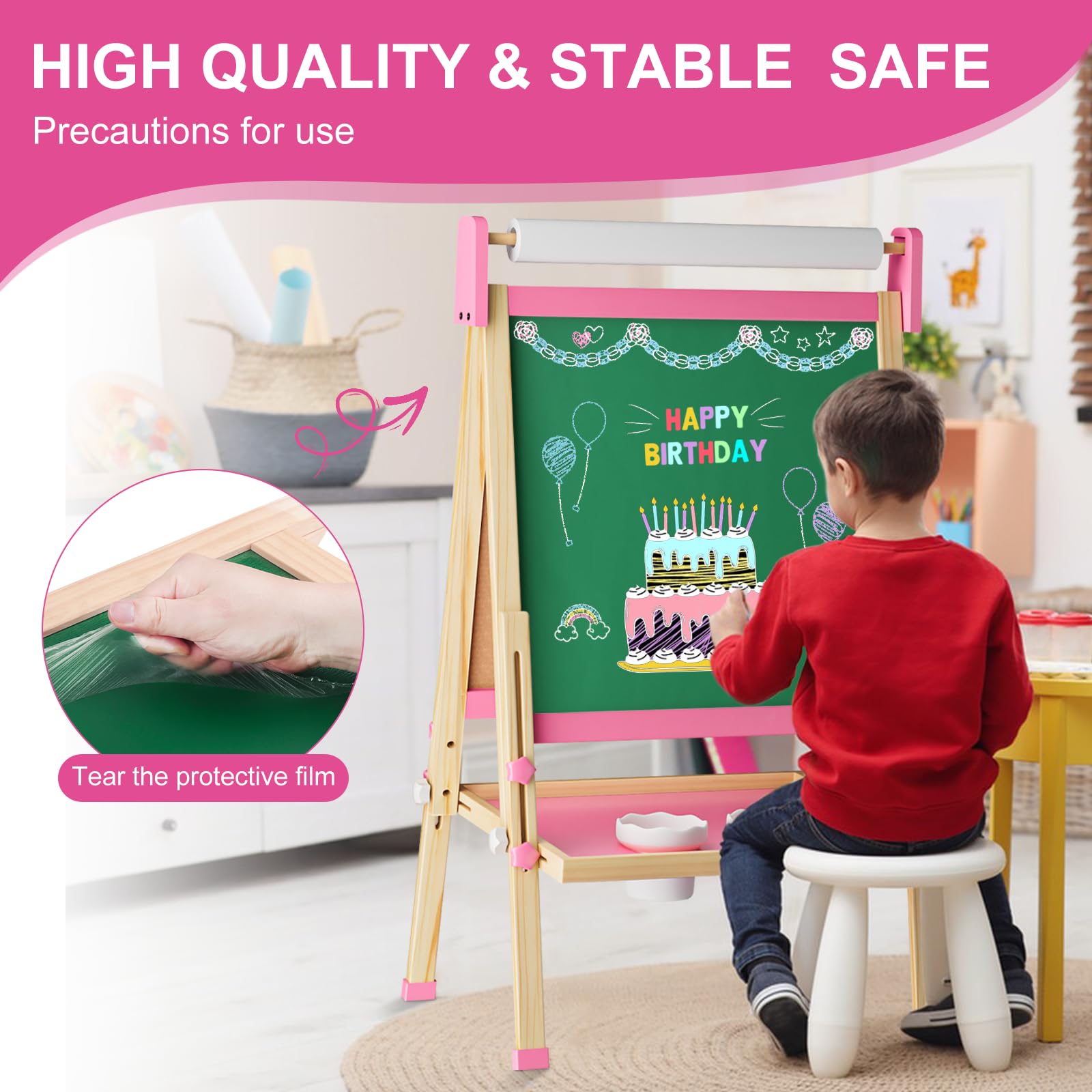 Adjustable Wooden Art Easel for Kids