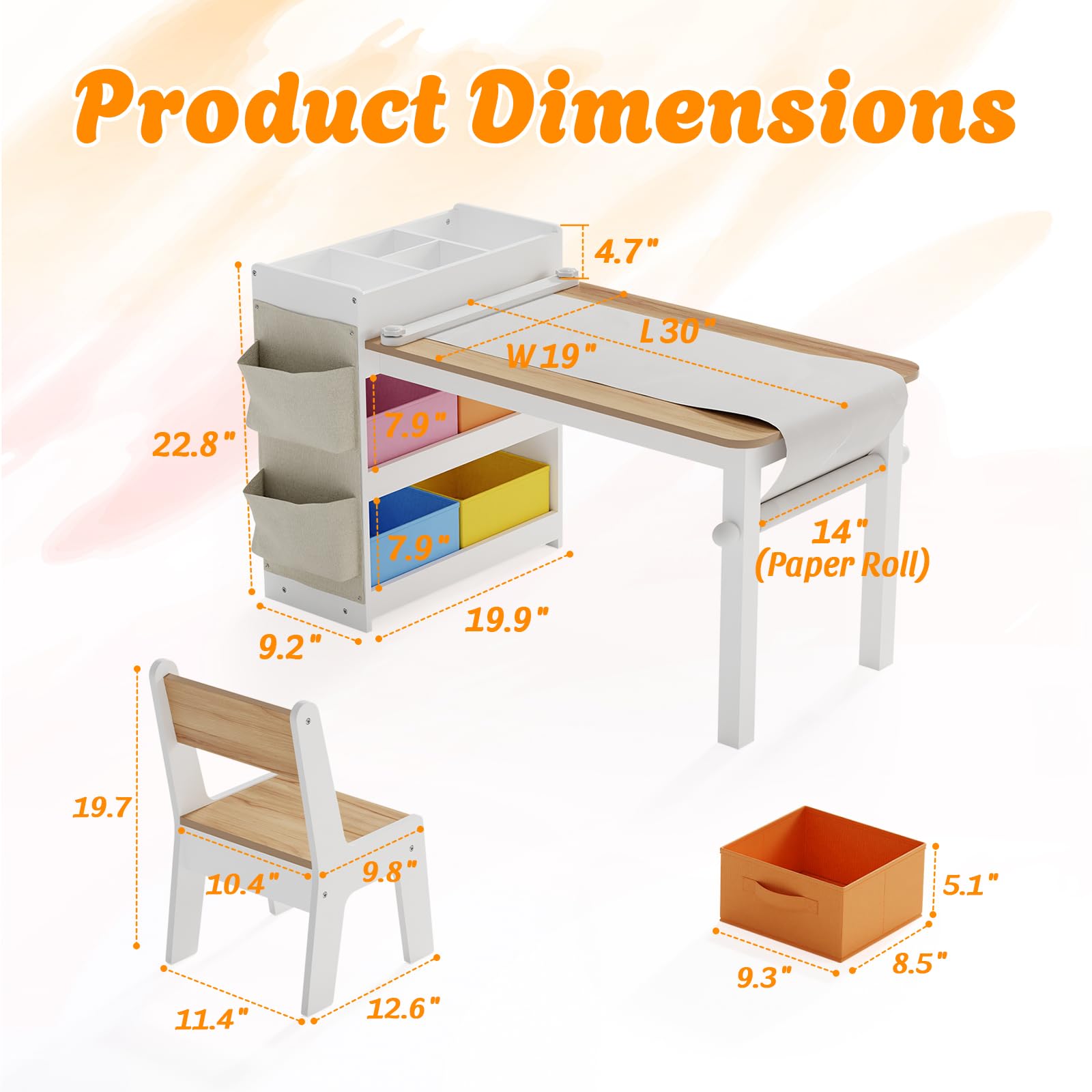 Kids Art Table and Chair Set with Storage