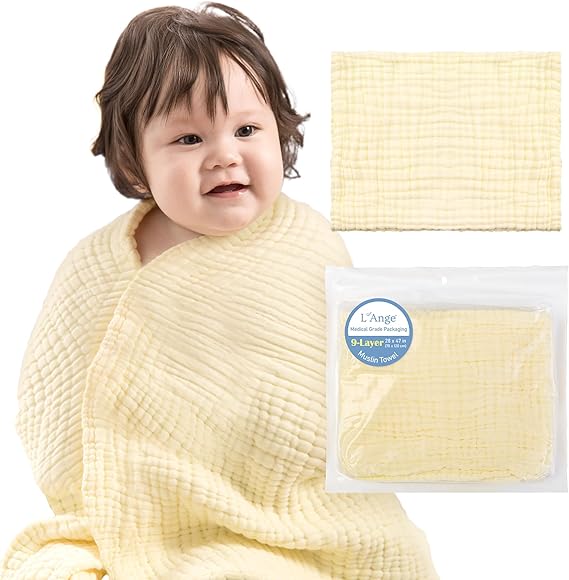 Bath Towel - 9 Layers 100% Cotton Muslin, Super Quick Dry, Medical