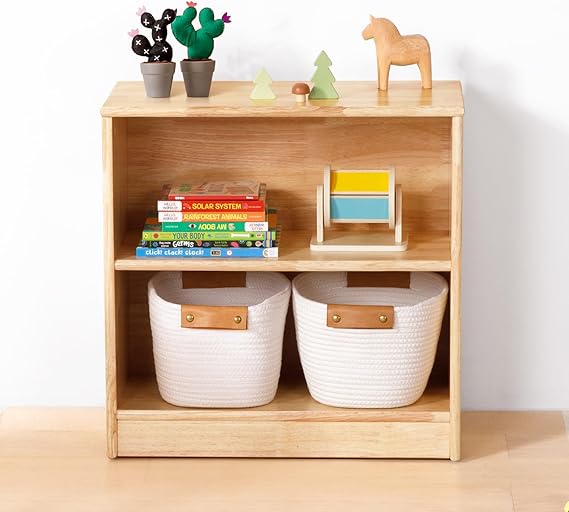 Rubber Wood Montessori Shelf and Toy Storage