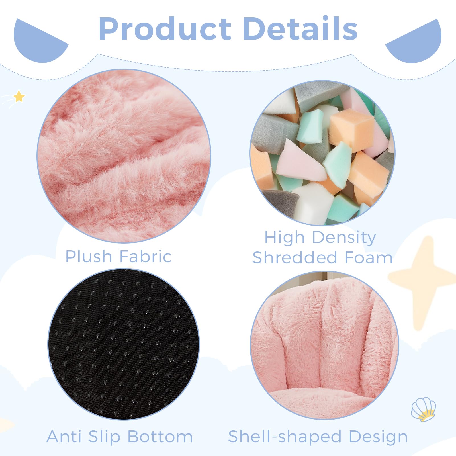 Shell Shaped Bean Bag Chair for Kids