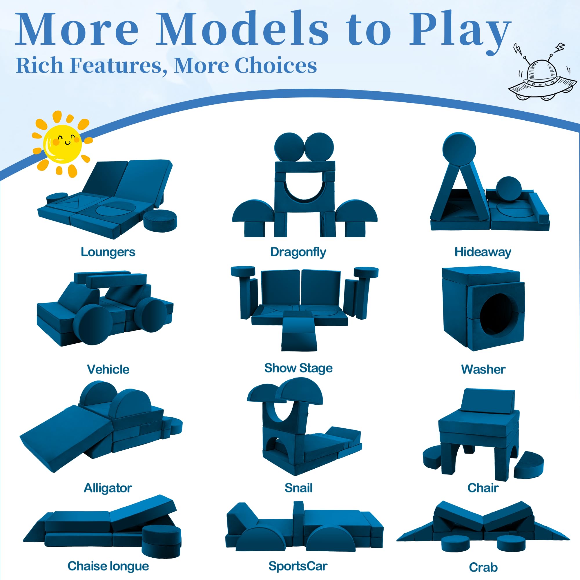 Modular Toddler Couch 18-Piece Foam Play Set
