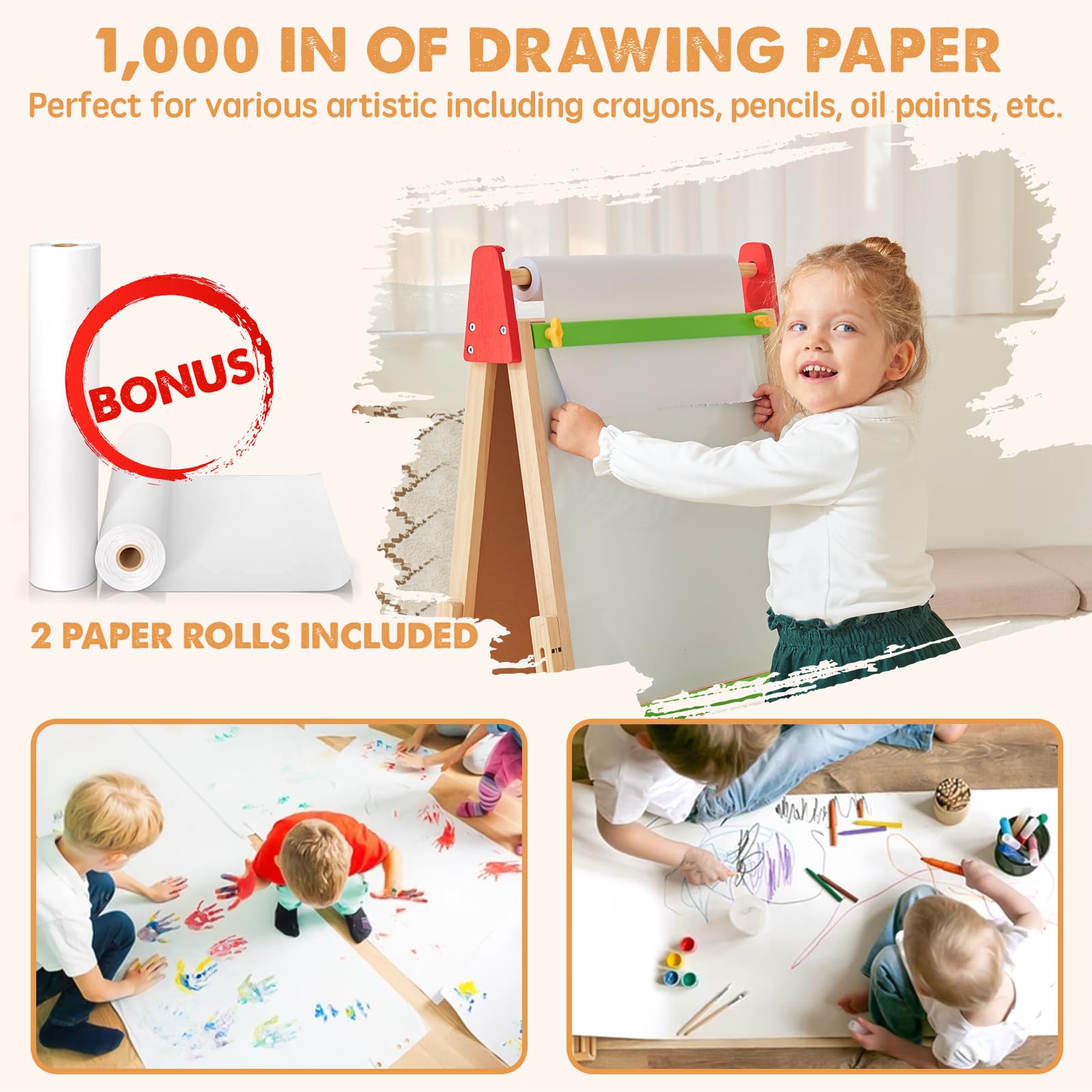 Adjustable Wooden Art Easel for Kids