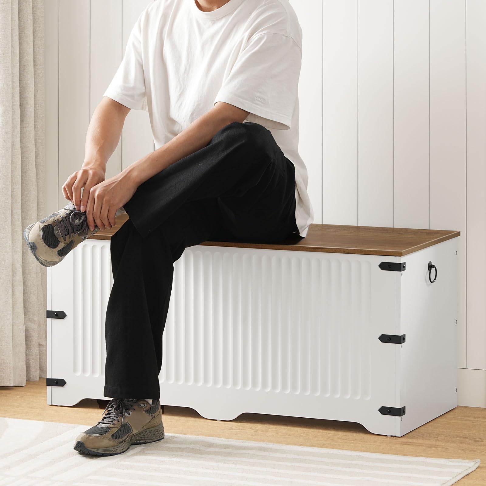 Storage Bench, Toy Box Organizer, Toy Chest with Safety Hinge