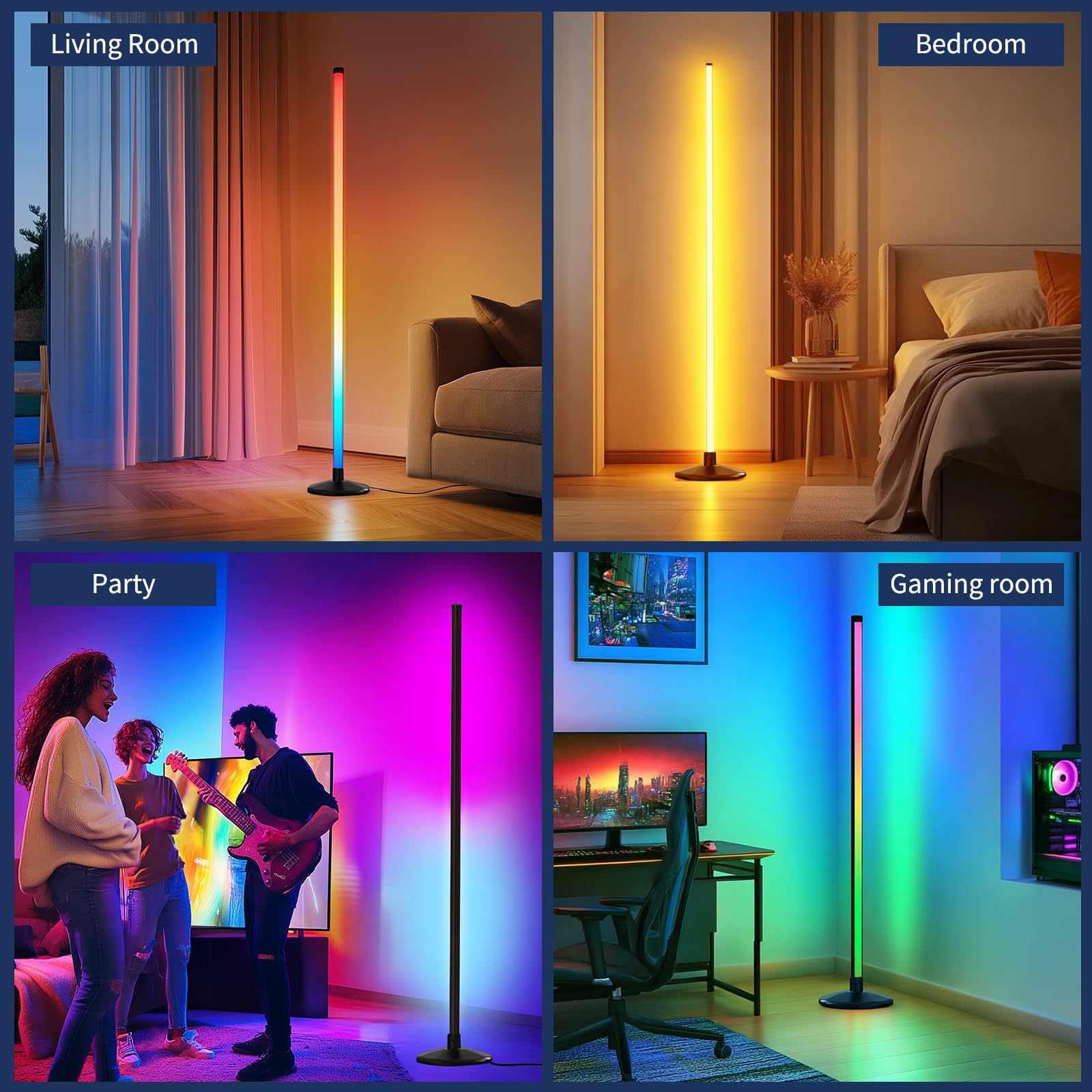 Smart RGB Floor Lamp with App and Remote Control
