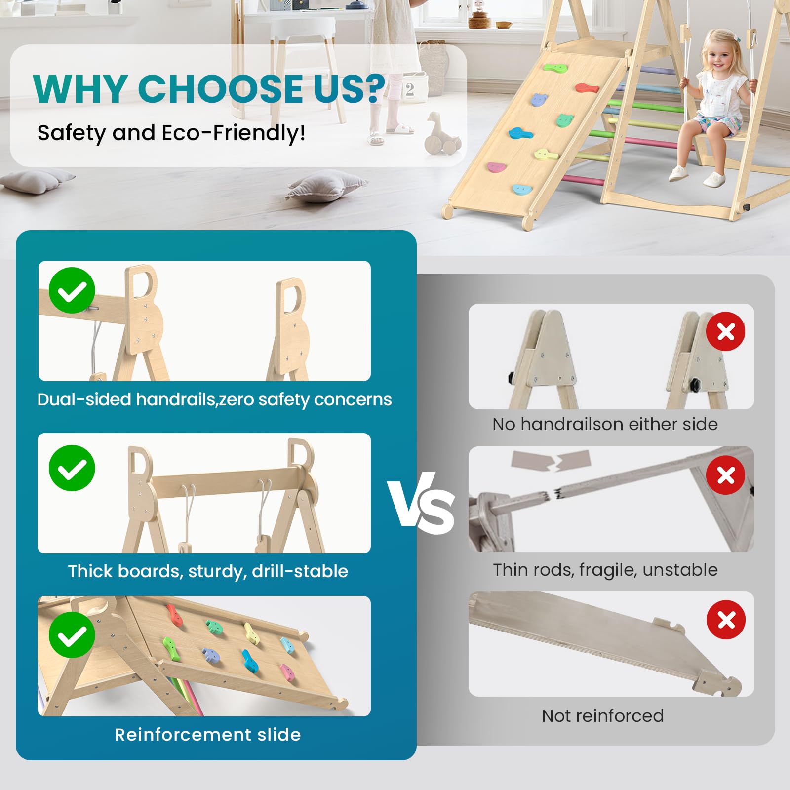 4-in-1 Indoor Jungle Gym with Swing and Slide