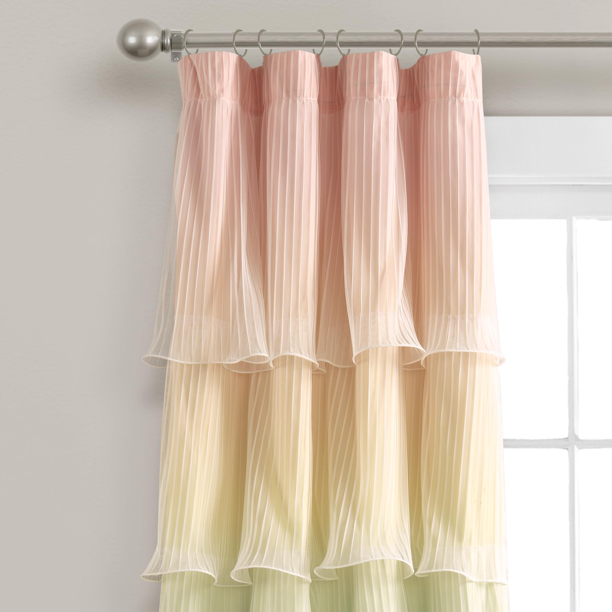 Rainbow Ombre Nerina Window Curtain Panel Pair, 36" W x 84" L, Rainbow