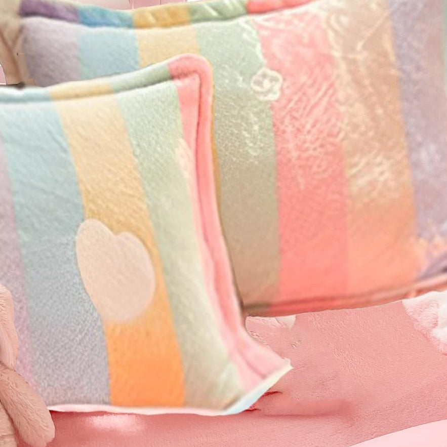 Decorative Pillows Covers Pink Kawaii, 2 Packs Plush Pillow Cases