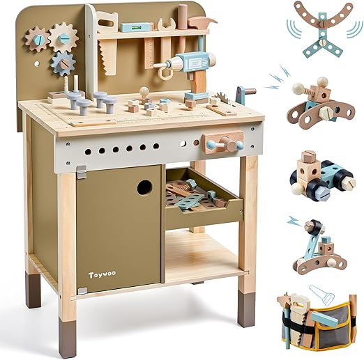 Toy Play Workbench Wooden Tool Bench Workshop Workbench