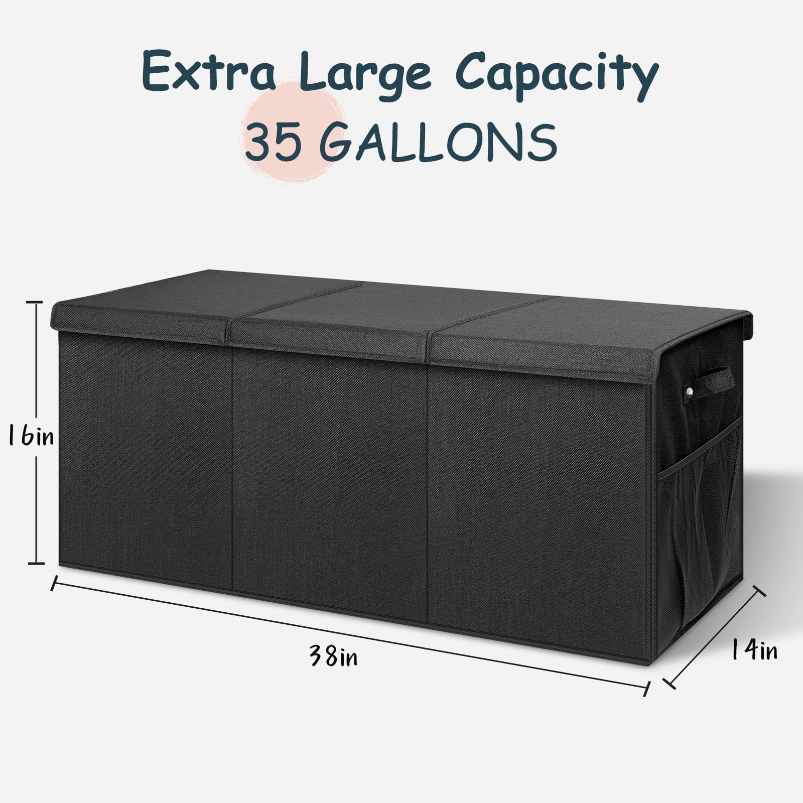 Extra Large Toy Box with Lids and Dividers - Collapsible Storage Organizer