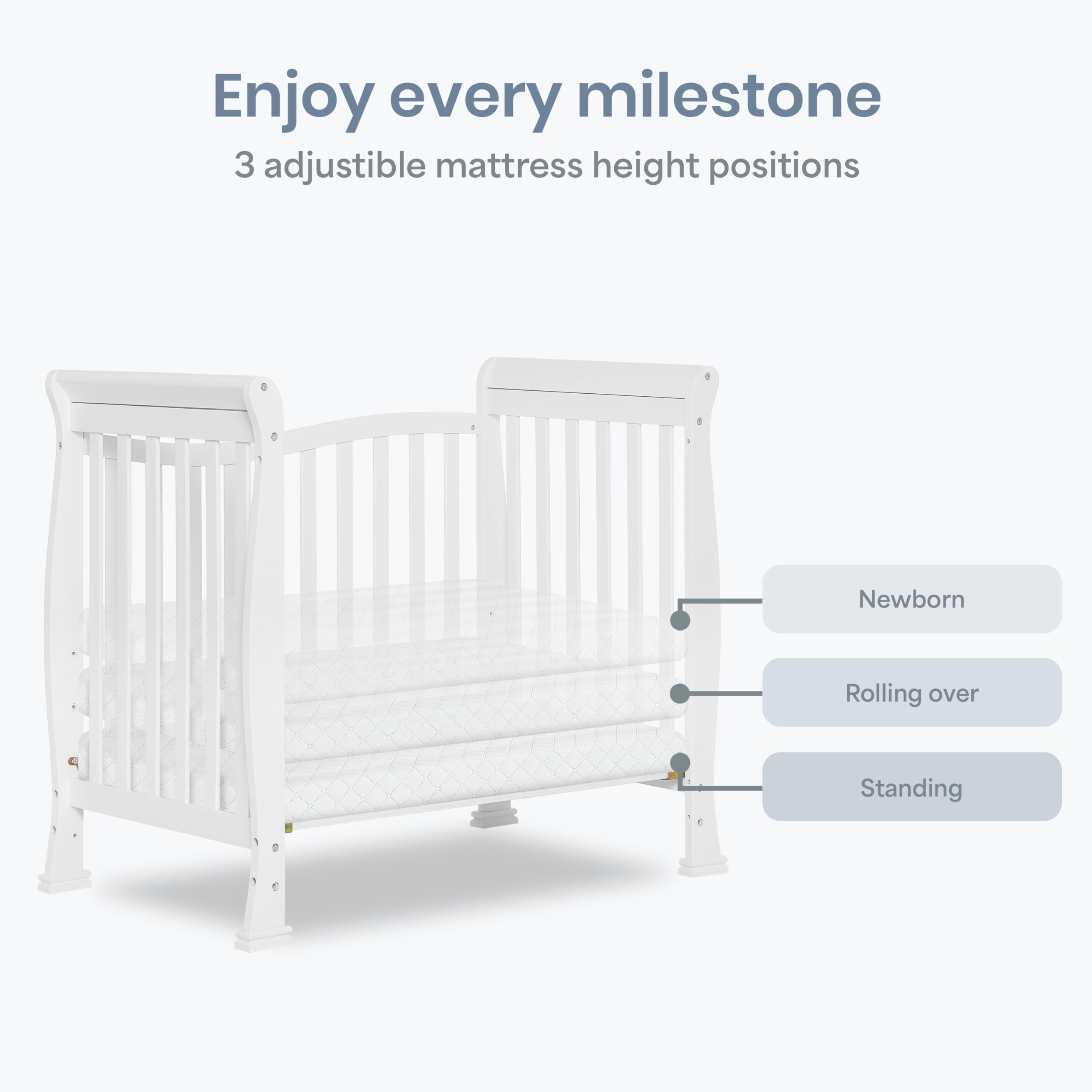 4-in-1 Convertible Mini Crib with Adjustable Mattress Height