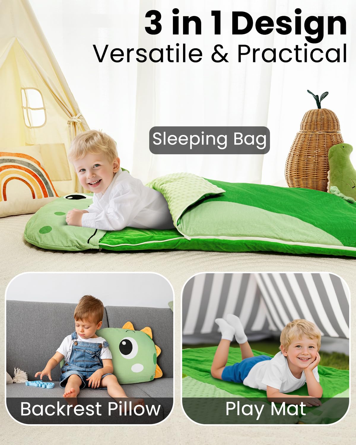 Kids Sleeping Bag with Pillow for Preschool and Travel