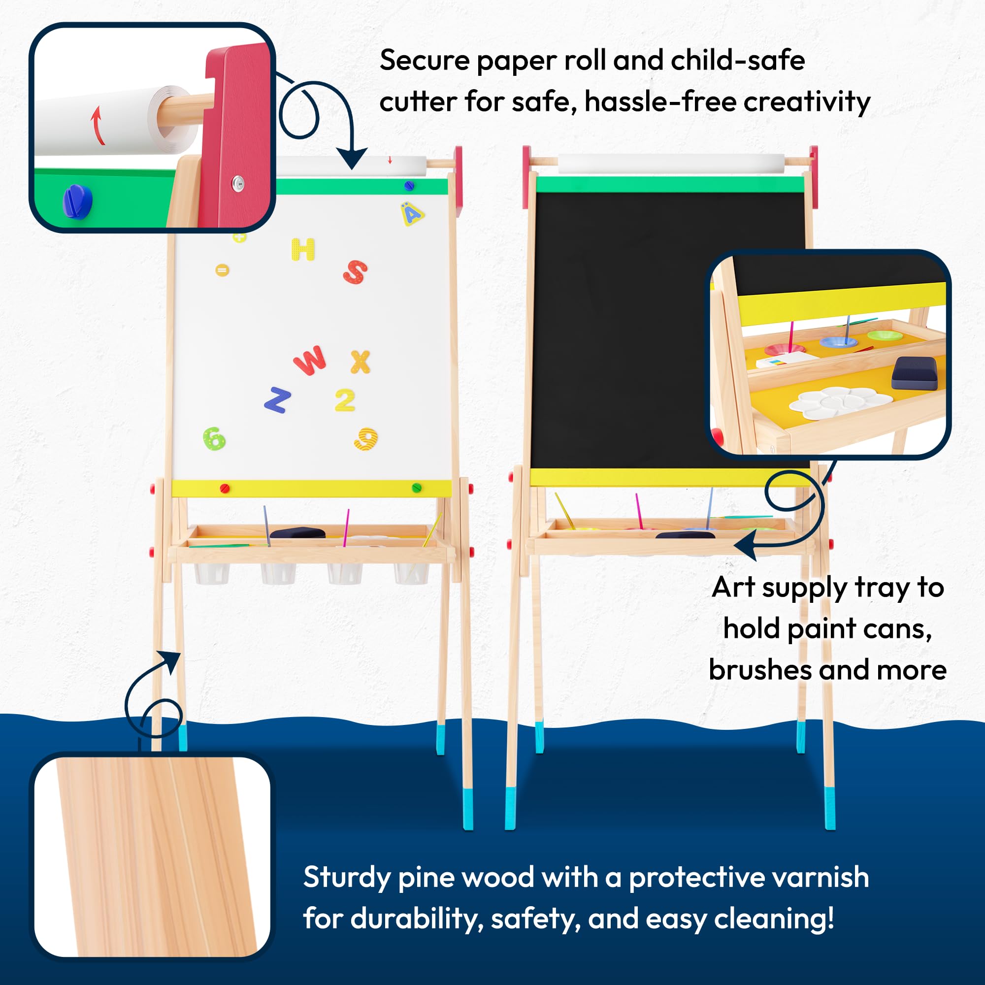 Double-Sided Wooden Art Easel for Kids