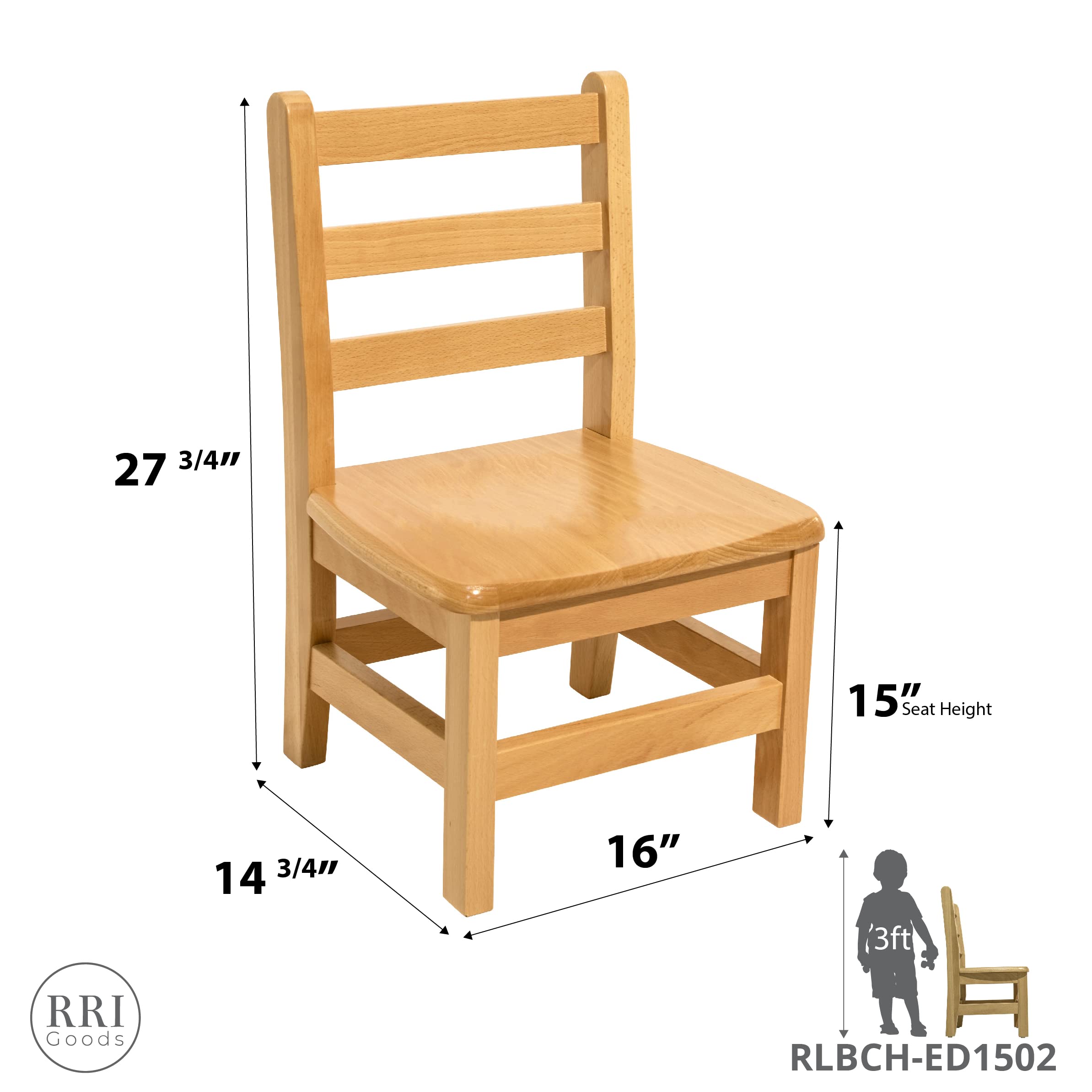 Kids Wooden Ladderback Chair Set - Natural Beechwood
