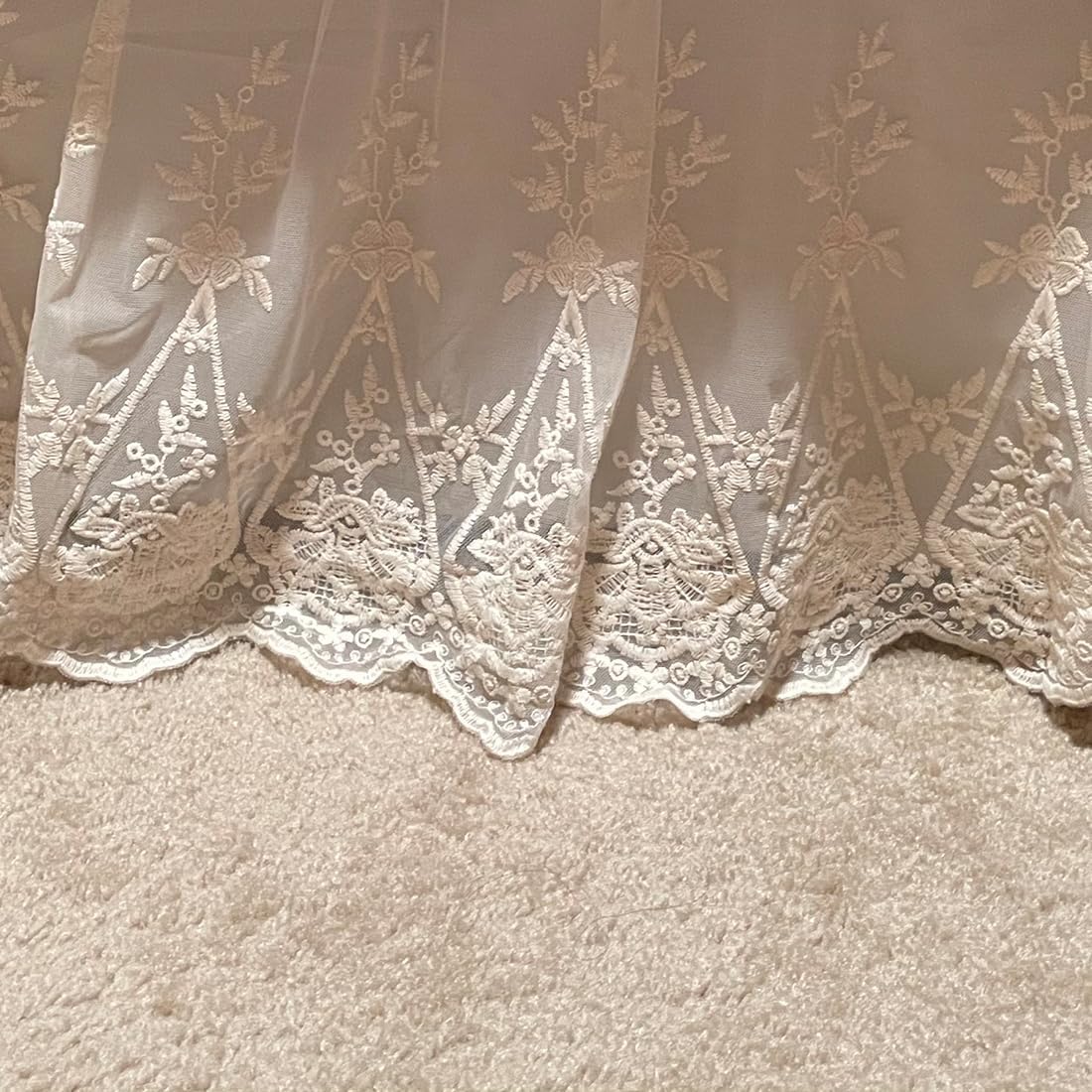 Brandream Lace Bed Skirt Boho Bohemian Girl Baby Nursery Crib Bed Skirt Dust Ruffle - Solid Color Romantic Cream Off White Farmhouse Chic 100% Cotton Ruffle Excellent Quality