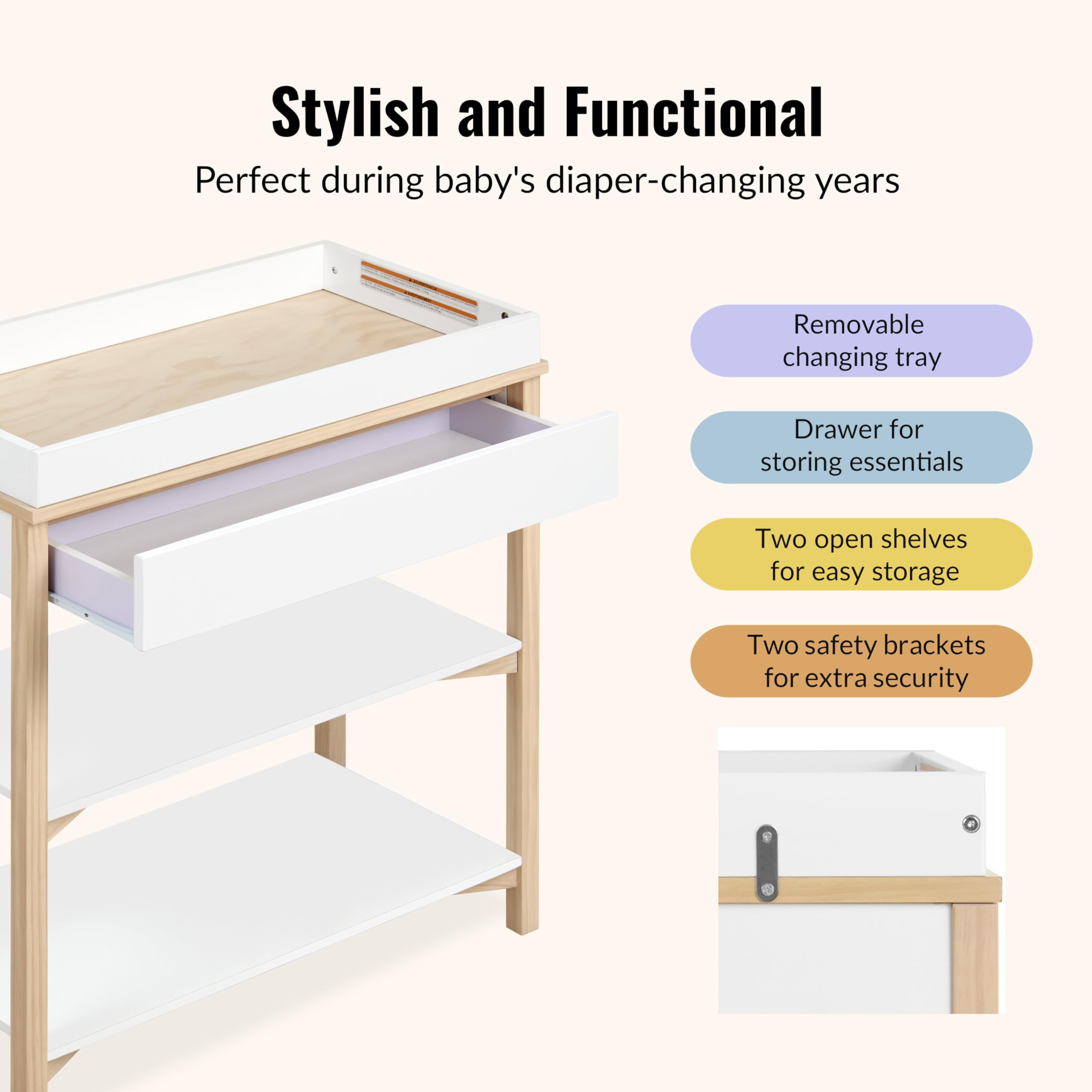 Baby Changing Table with Storage Drawer and Shelves