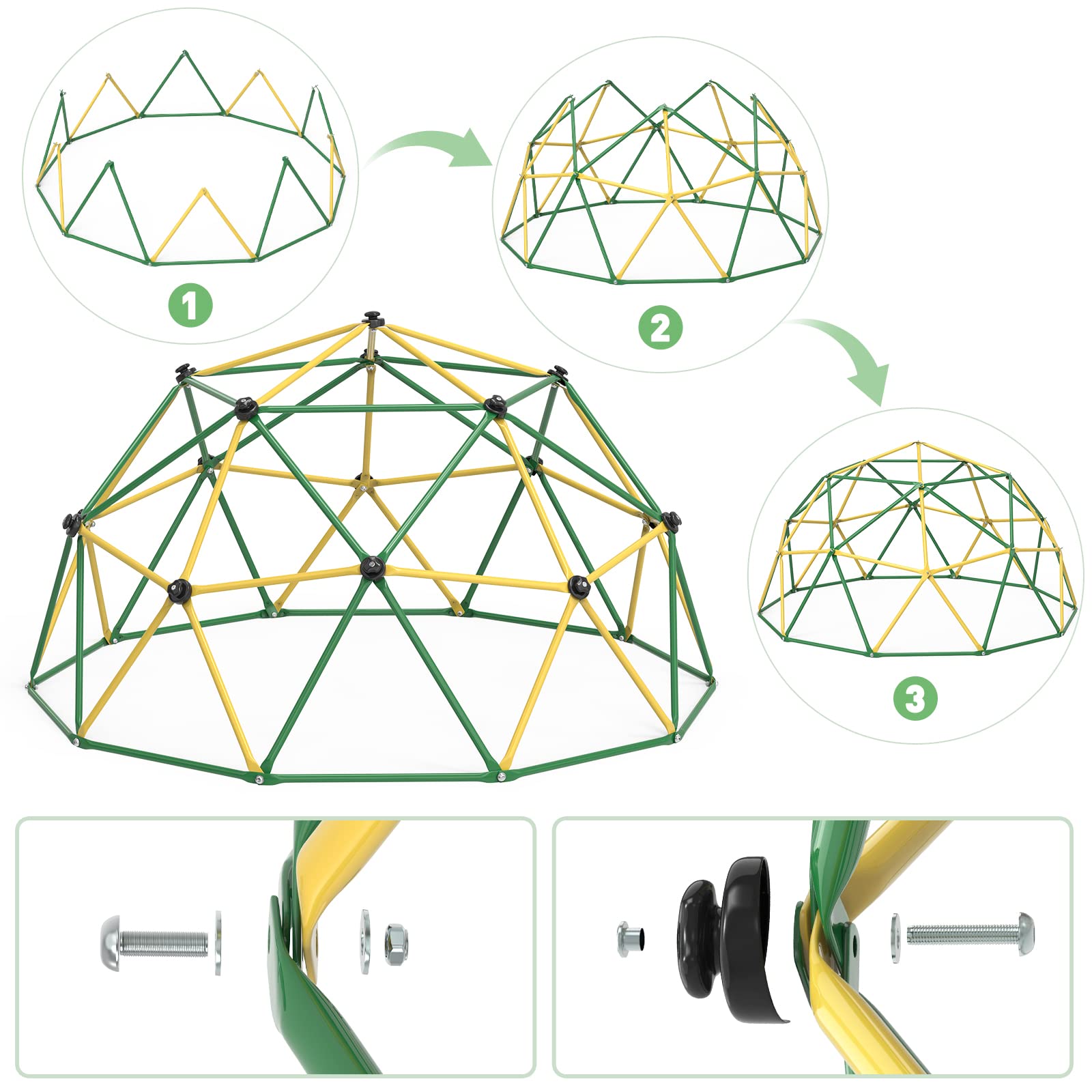 10FT Climbing Dome with Hammock for Kids