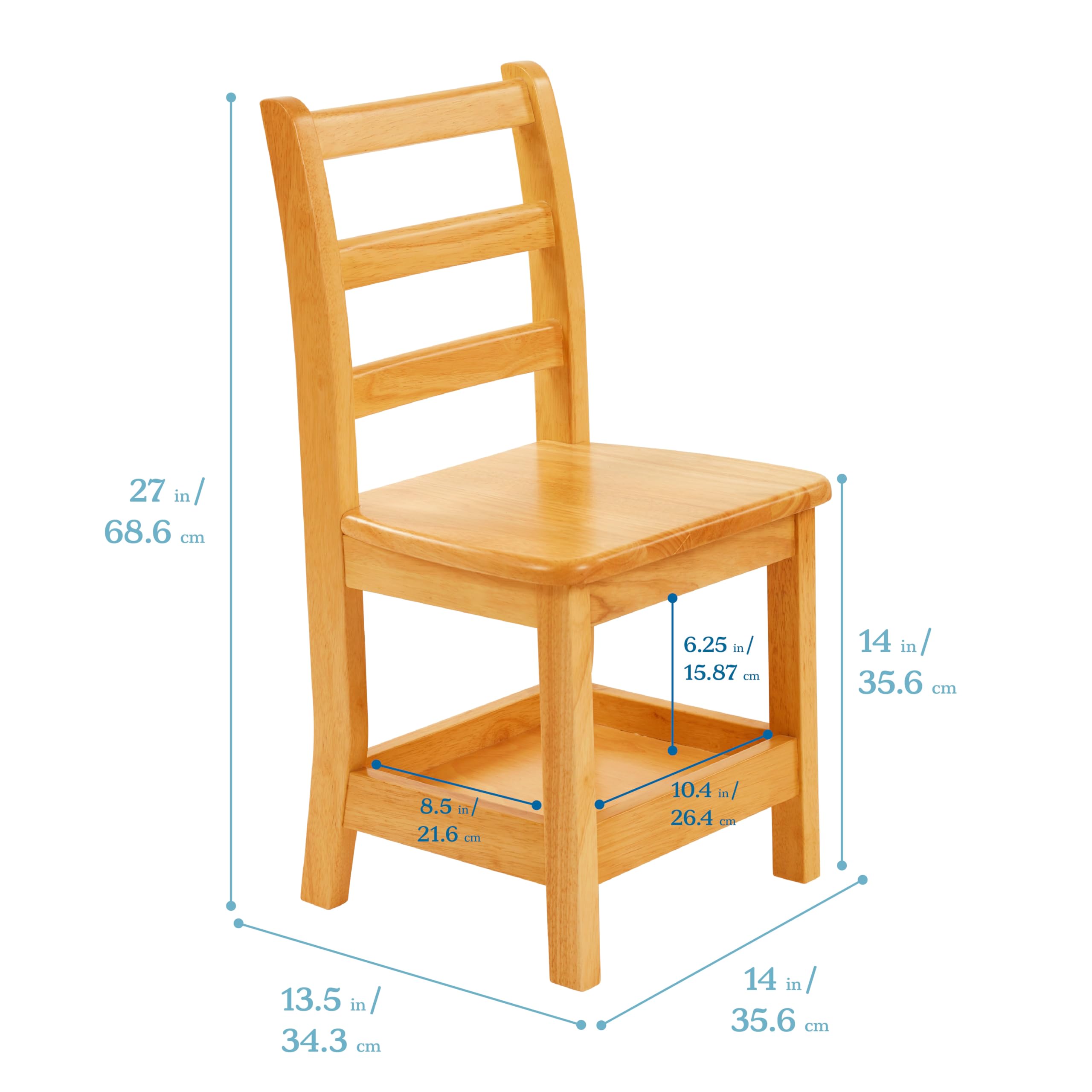 Ladderback Chair with Storage Shelf for Kids