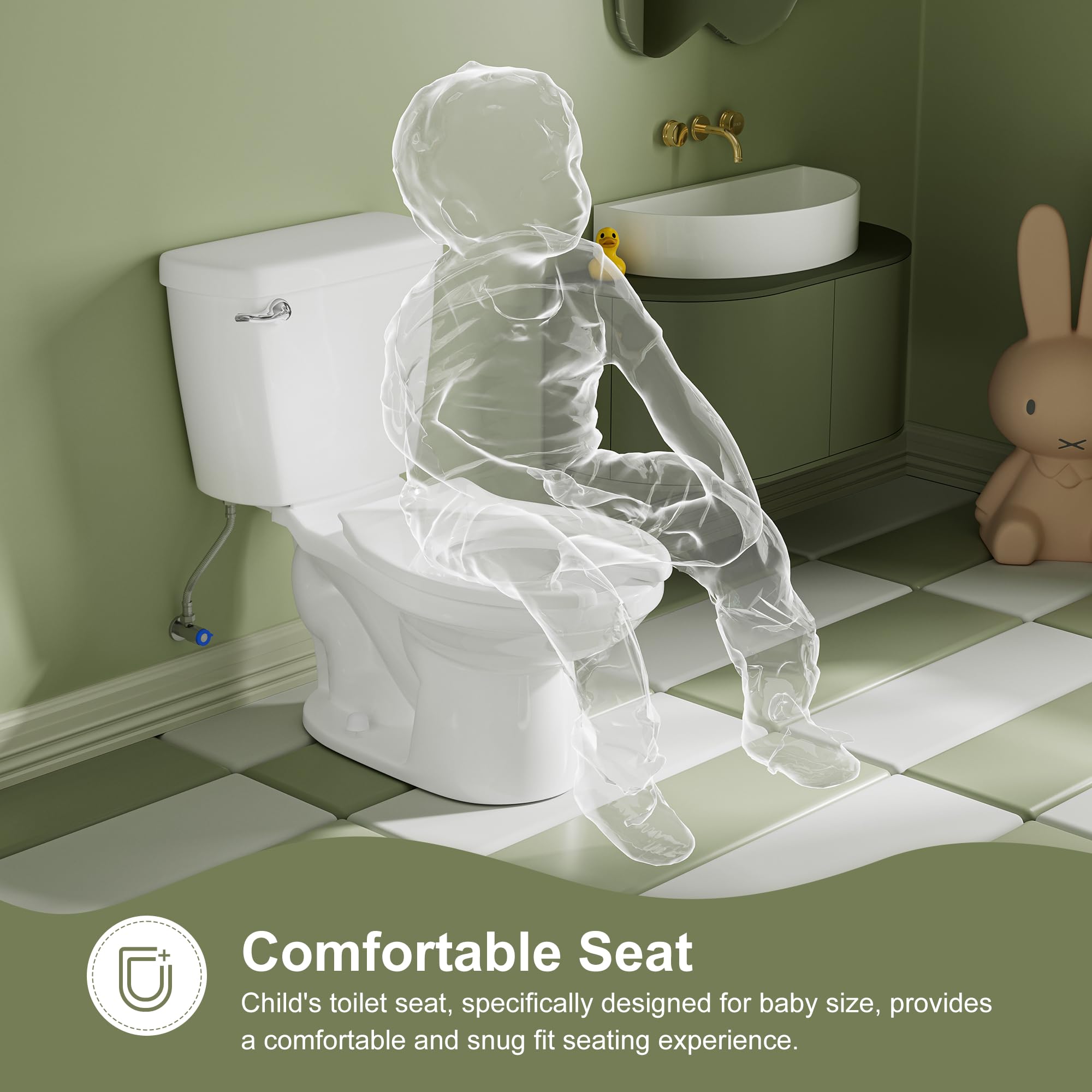 Simple Project Ceramic Toddler Potty Training Toilet.10.5"Seat Height Round Front Kids Toilet with Seat, 1.26GPF Powerful Quiet Flush Children Toilet for Bathroom, Kindergarten, Daycare Center