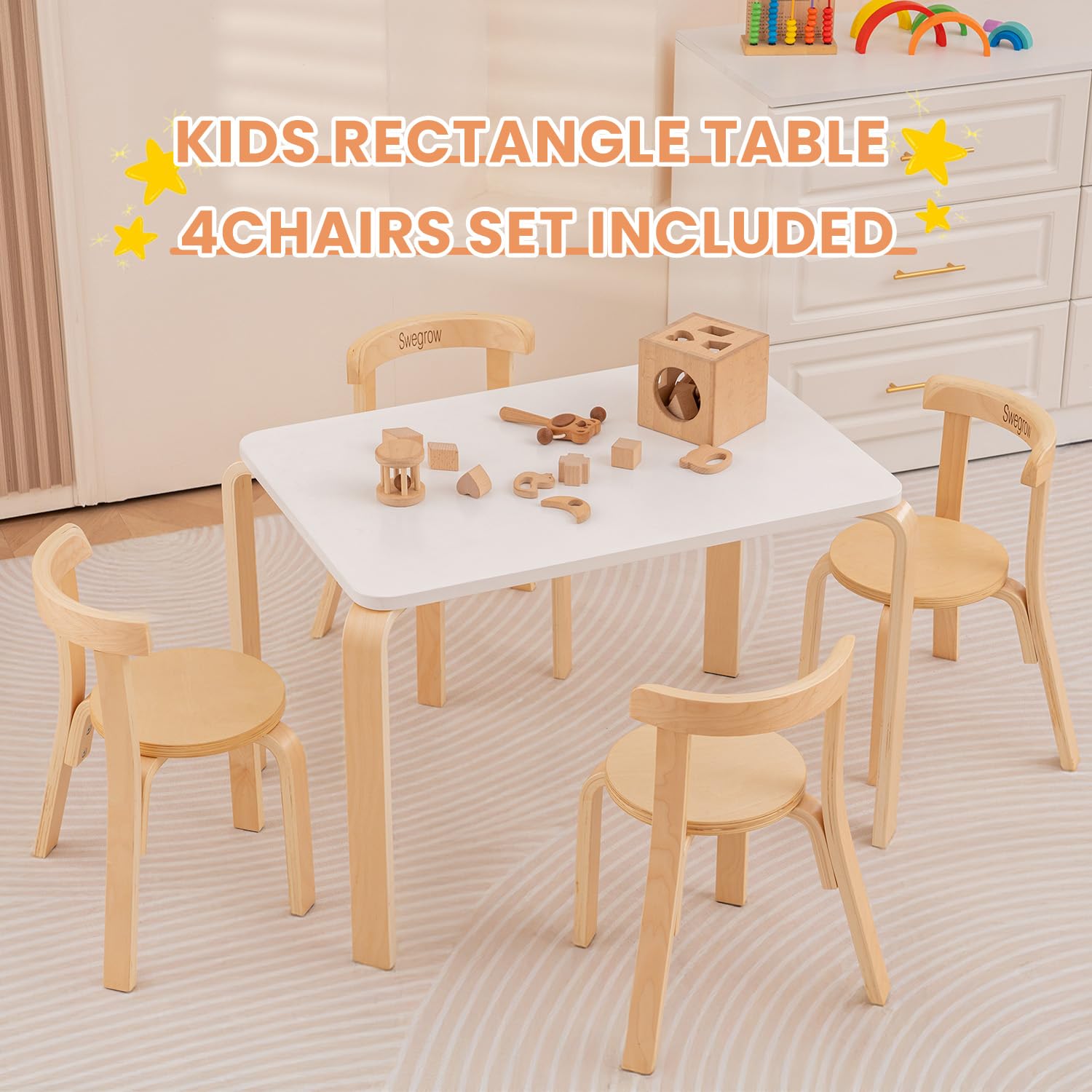 Kids Table and Chair Set - Wooden Furniture for Toddlers