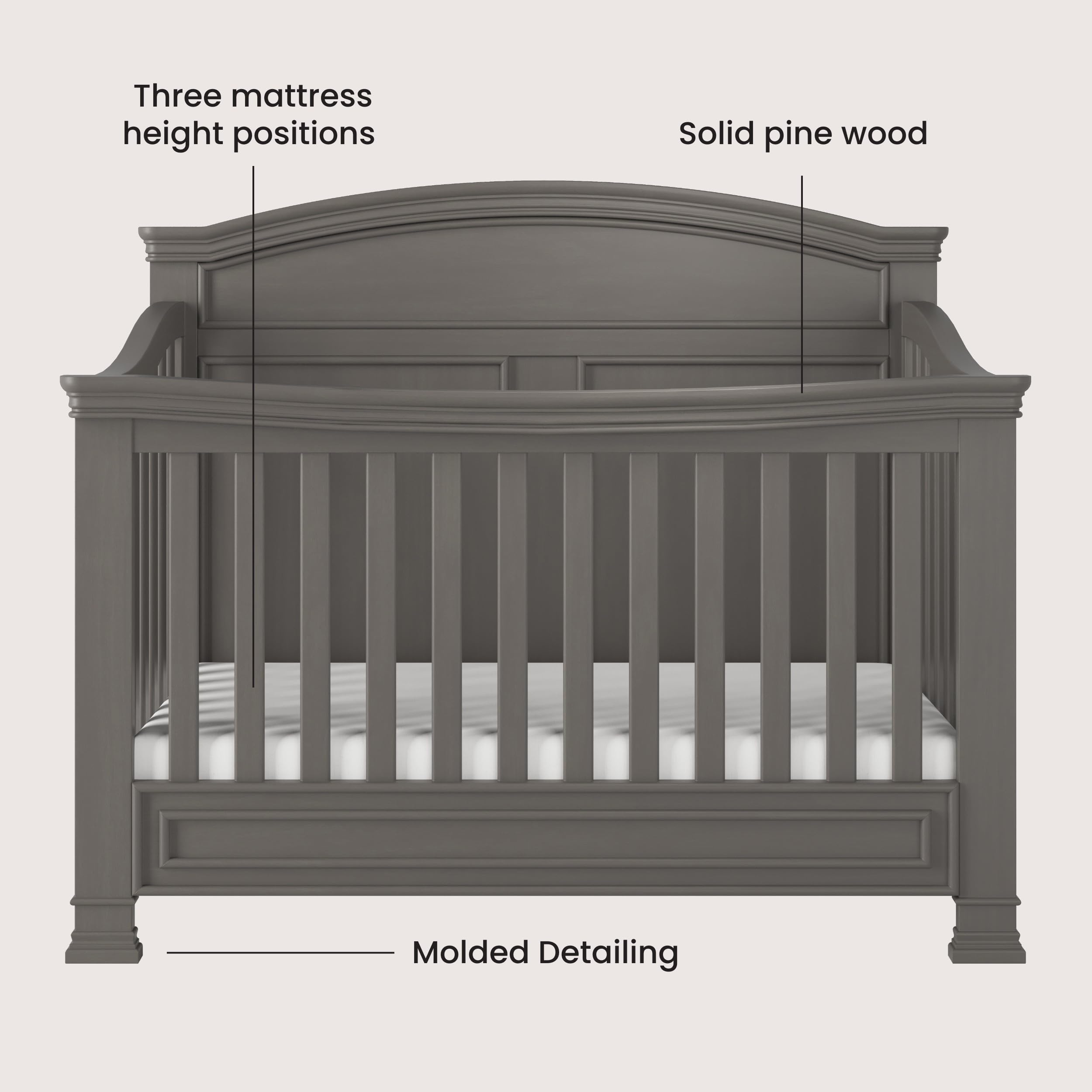 4-Piece Convertible Crib Nursery Furniture Set with Dresser Chest Nightstand