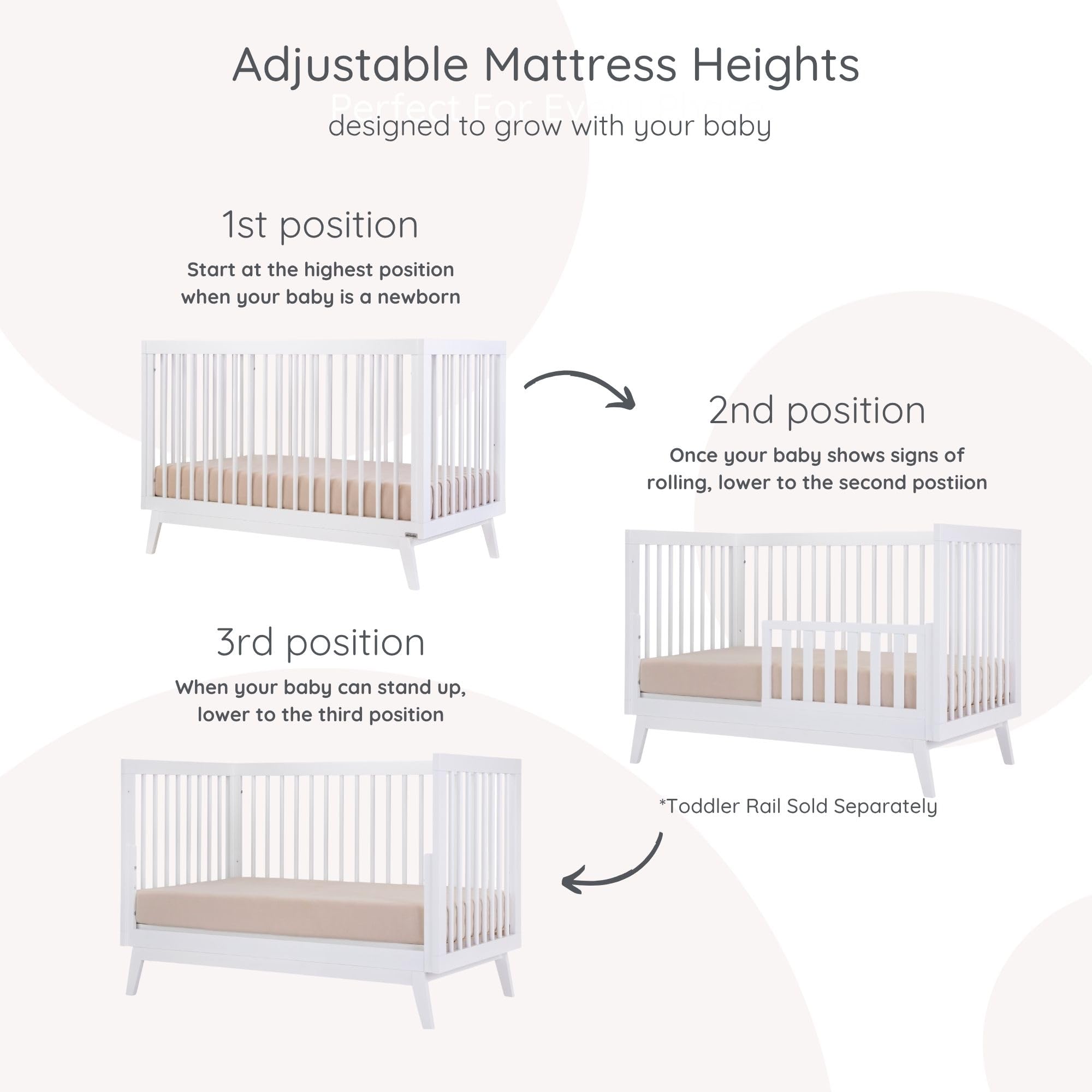 3-in-1 Convertible Crib and 5-Drawer Dresser Set