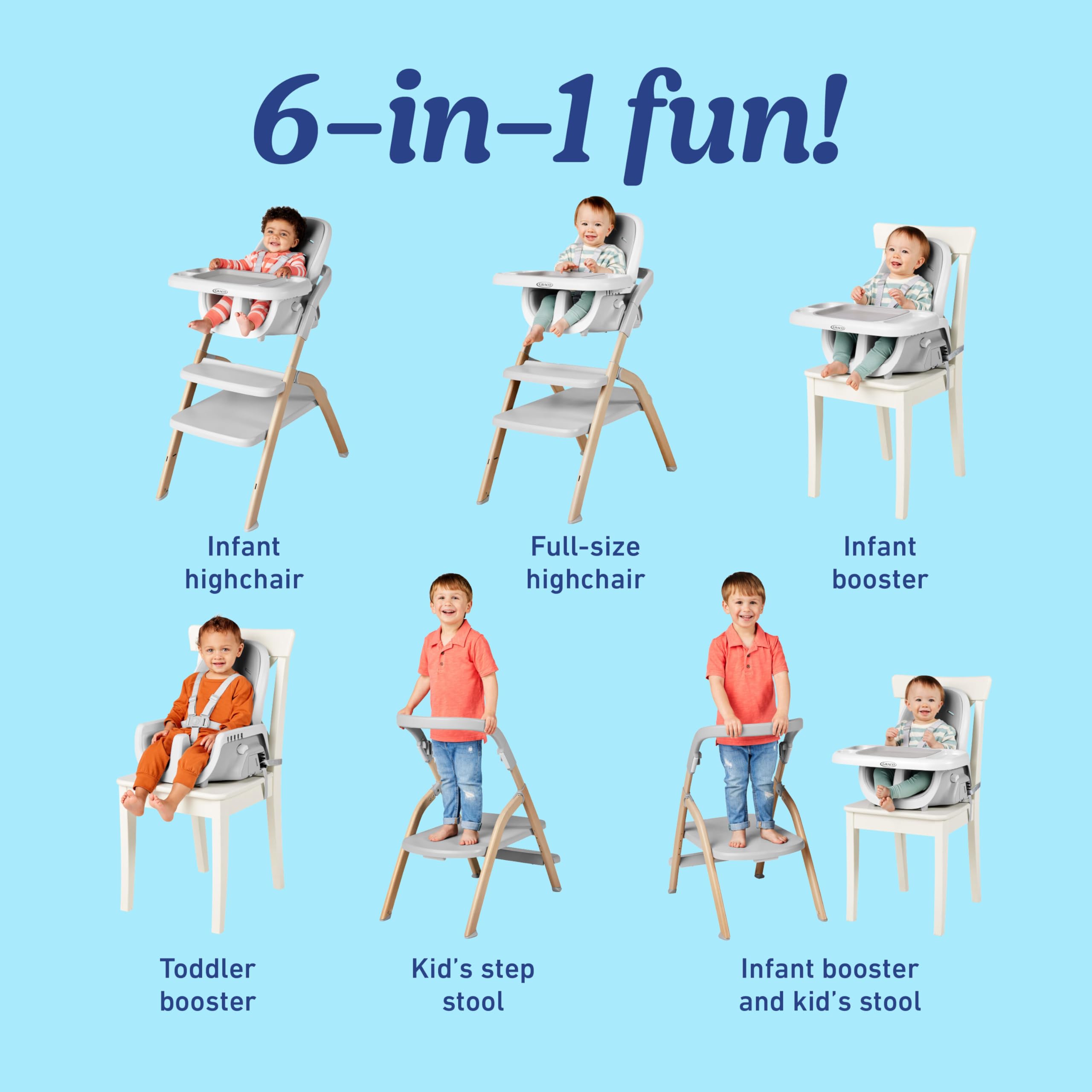 6-in-1 Convertible High Chair with Step Stool