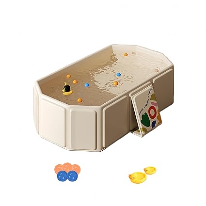 Foldable Bathtub for Kids, Toddler Bath Tub with Drain Plug, Foldable Baby Shower