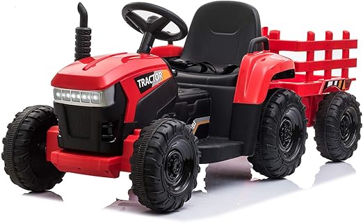 Kids Electric Ride On Toy Tractor, 12v Battery-Powered 4 Wheels Ride On Car