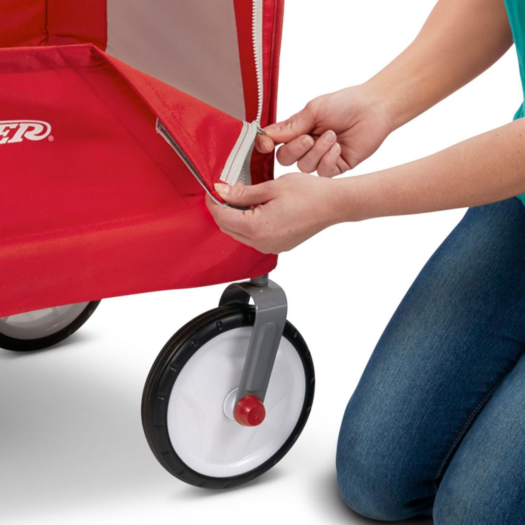 3 in 1 EZ Fold Stroller Wagon with Canopy and Adjustable Handle, Red