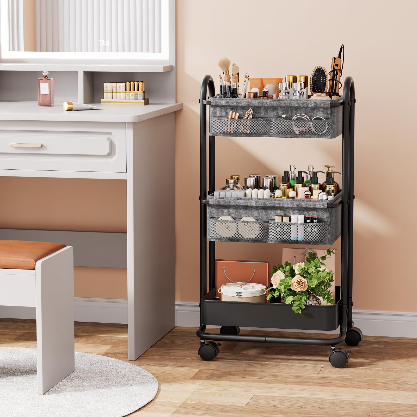 Baby Diaper Caddy Organizer Cart - 3 Tier Rolling Storage