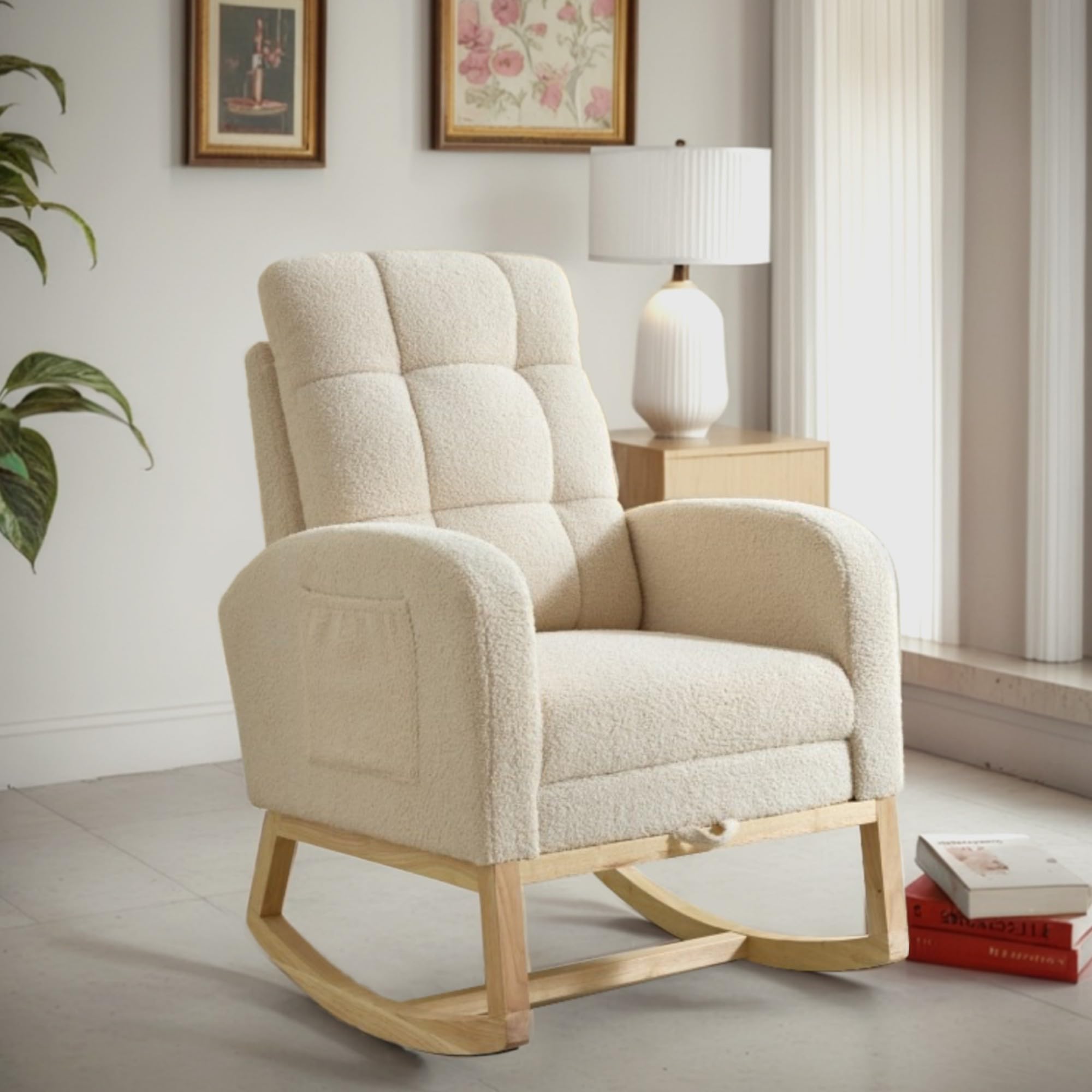 Chair with Adjustable Footrest for Living Room - Teddy Fabric