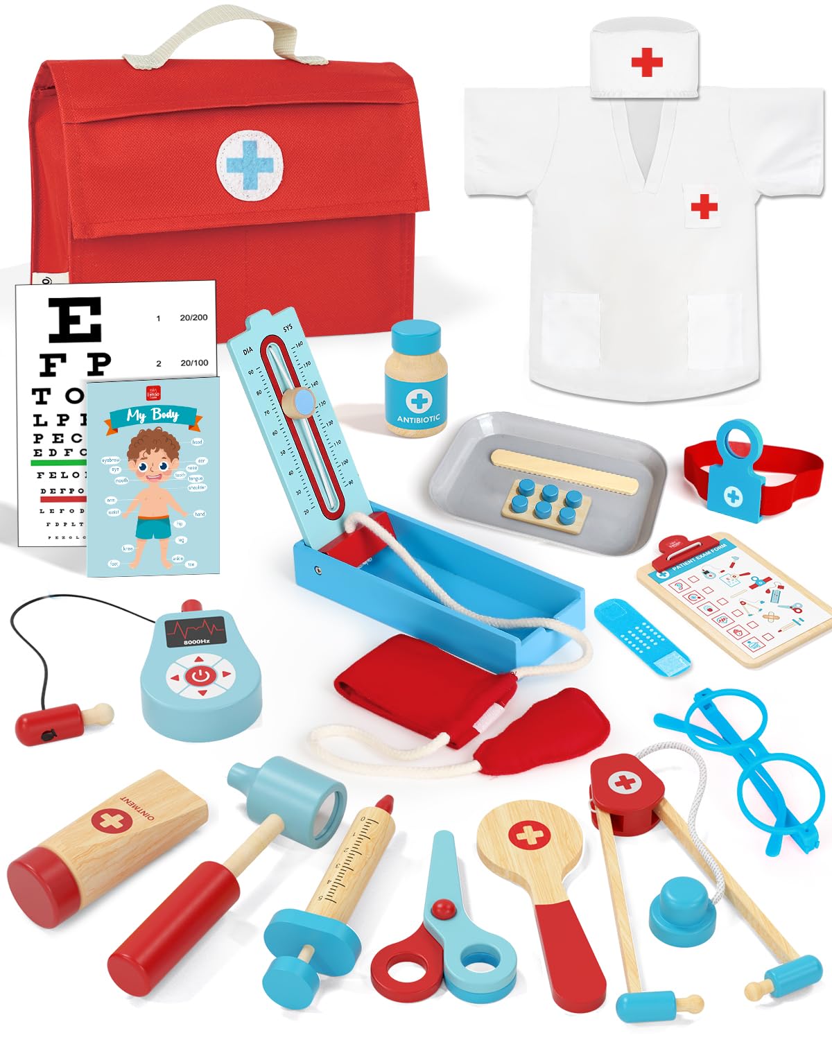 Castle Doctor Kit Kids Wooden, Toys for 3+ Year Old Boys, Pretend Play