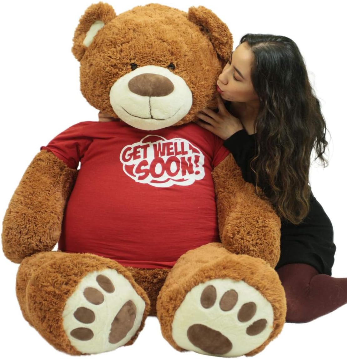 Giant Teddy Bear with Get Well Soon T-Shirt - Huge 5-Foot Plush Teddybear - Stuffed Animal - Loving Gift - OSO de Peluche - Cute Oversized Plushie - Jumbo Bear to Show You Care