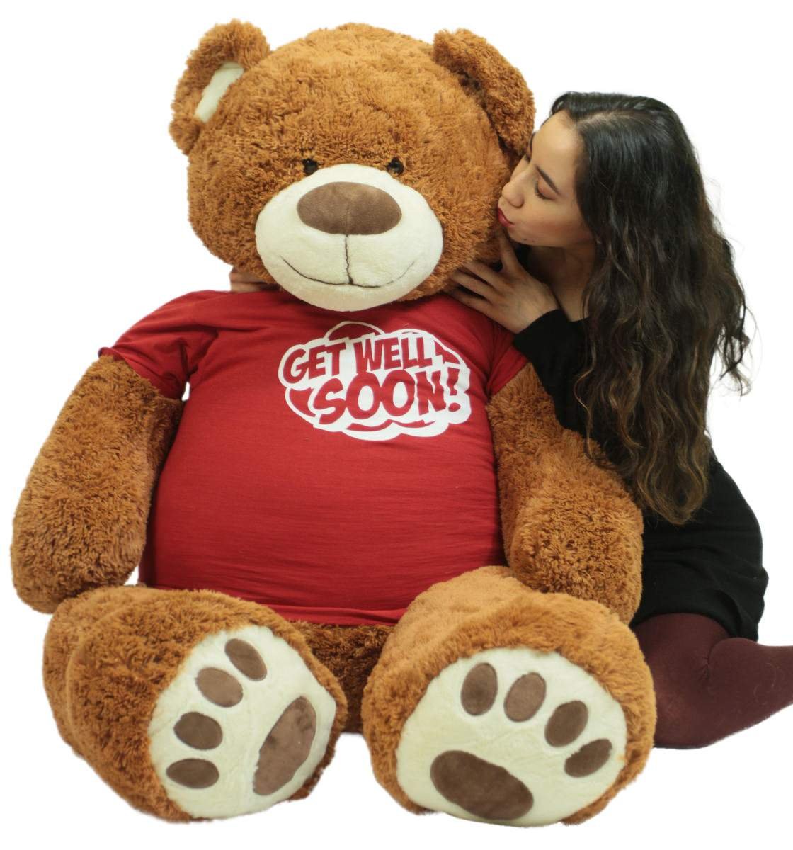 Giant Teddy Bear with Get Well Soon T-Shirt - Huge 5-Foot Plush Teddybear - Stuffed Animal - Loving Gift - OSO de Peluche - Cute Oversized Plushie - Jumbo Bear to Show You Care