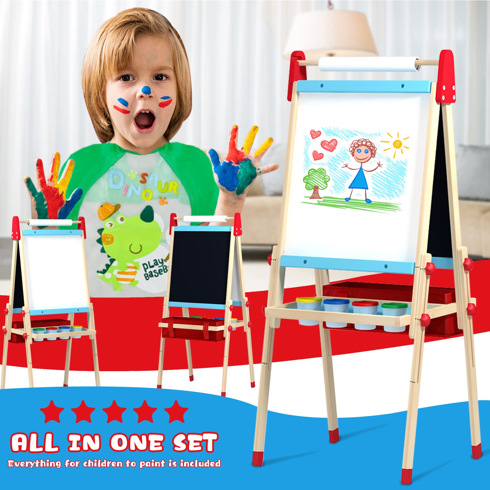 Adjustable Kids Art Easel with Complete Painting Set
