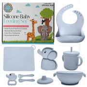 SiliAnimal Elephant-Themed Silicone Baby Feeding Set - Includes Suction Mat