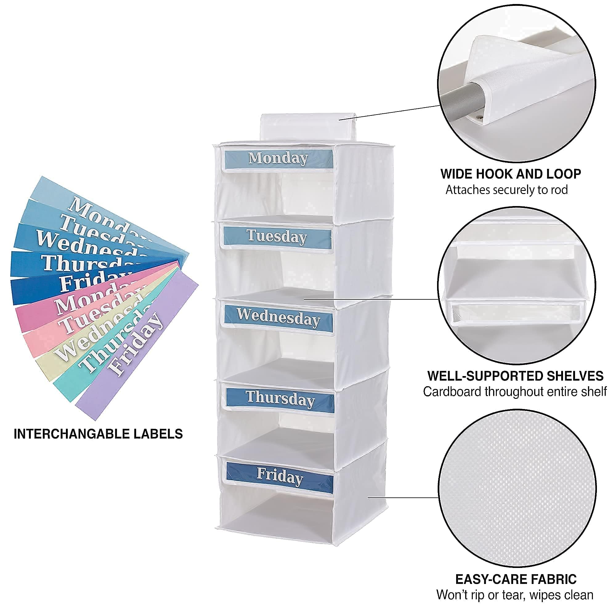 5-Shelf Weekly Clothes Organizer for Kids