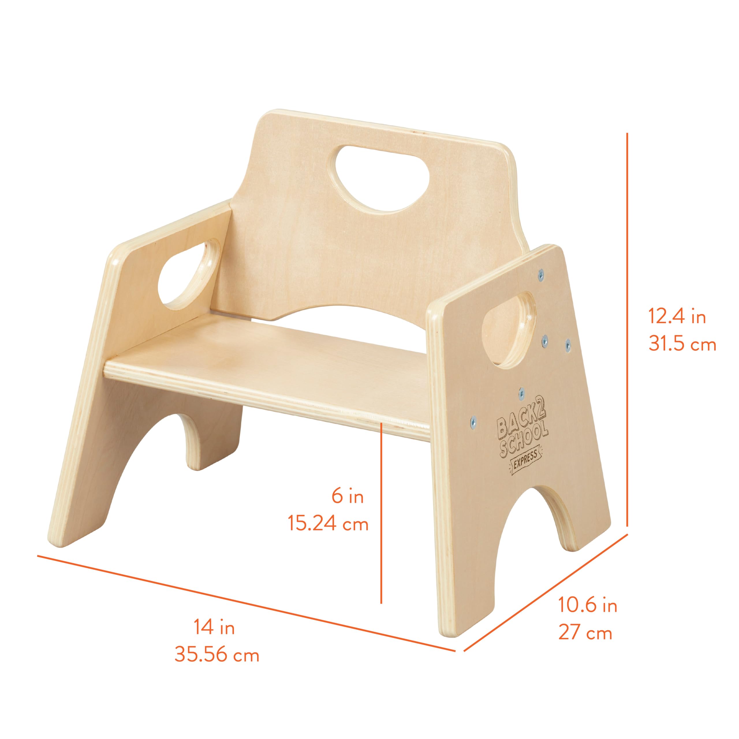 Wooden Toddler Chairs Natural 2-Pack